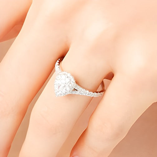 0.75 CT. TW Pear Multi-Diamond Split Shank Engagement Ring in 10K White Gold