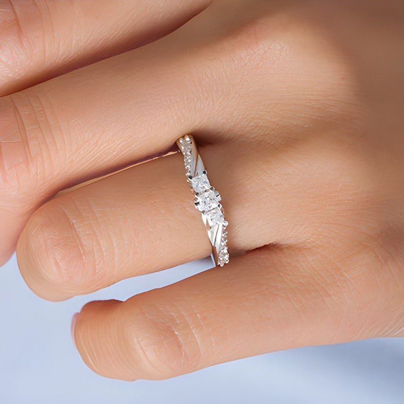 0.5 CT. TW Princess-Cut Diamond Three Stone Twist Shank Ring in 14K White Gold