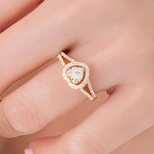 0.5 CT. TW Composite Diamond Heart Frame Split Shank Engagement Ring in 10K Gold