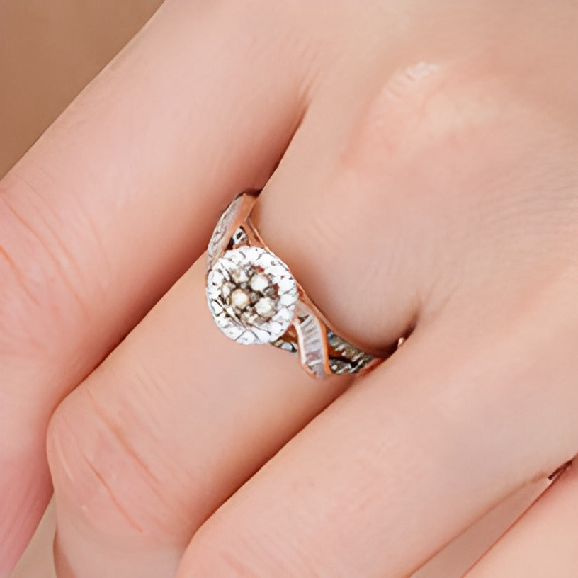 0.5 CT. TW Champagne and White Composite Diamond Bypass Ring in 10K Rose Gold