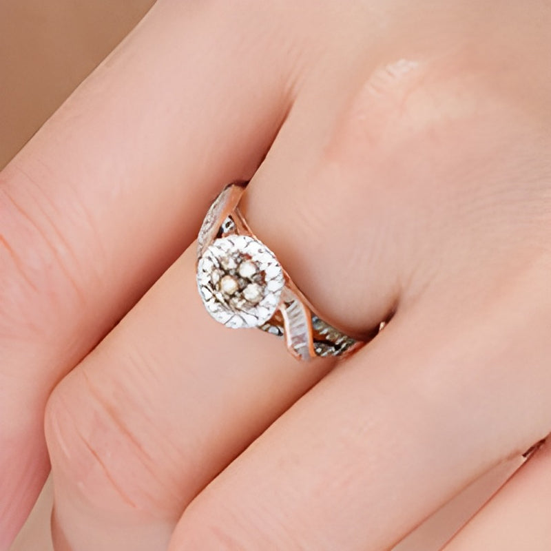 0.5 CT. TW Champagne and White Composite Diamond Bypass Ring in 10K Rose Gold