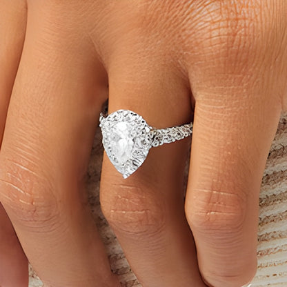 2.5 CT. TW Pear-Shaped Lab-Grown Diamond Frame Engagement Ring in 14K White Gold (F/VS2)