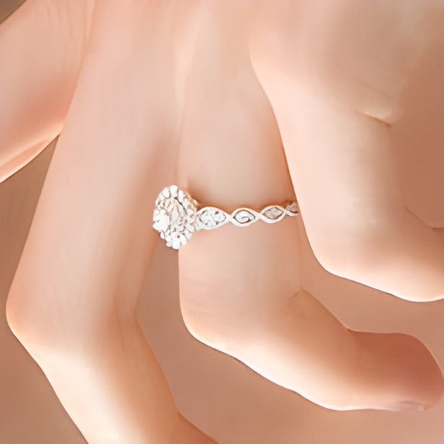 0.38 CT. TW Diamond Double Frame Art Deco Vintage-Style Engagement Ring in 10K White Gold