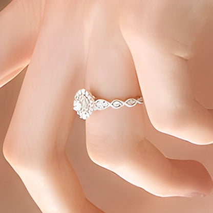 0.38 CT. TW Diamond Double Frame Art Deco Vintage-Style Engagement Ring in 10K White Gold