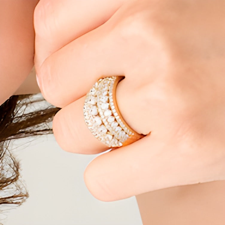 2.0 CT. TW Diamond Multi-Row Domed Ring in 10K Gold