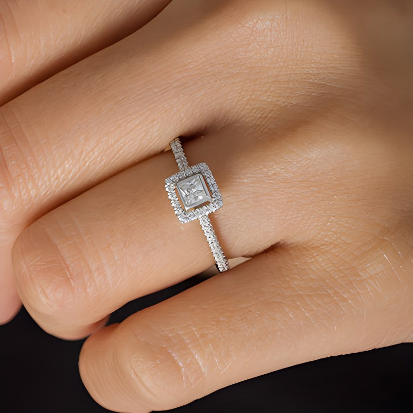 0.33 CT. TW Princess-Cut Diamond Frame Engagement Ring in 10K White Gold
