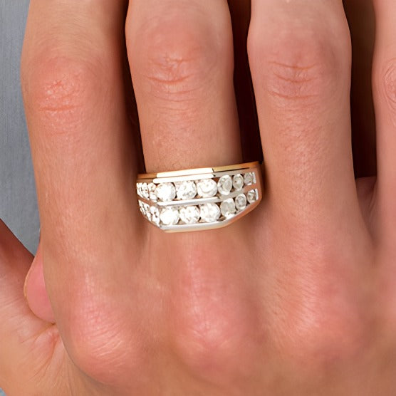 3.0 CT. TW Diamond Double Row Band in 10K Two-Tone Gold