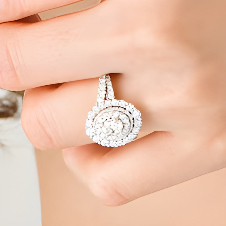 1.5 CT. TW Oval Diamond Double Frame Vintage-Style Engagement Ring in 14K White Gold