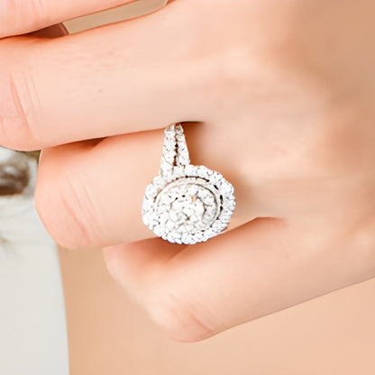 1.5 CT. TW Oval Diamond Double Frame Vintage-Style Engagement Ring in 14K White Gold