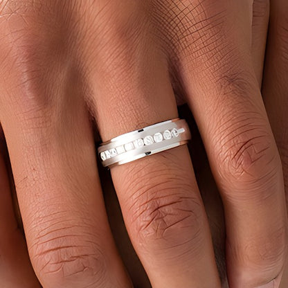 0.5 CT. TW Diamond Satin Wedding Band in 10K White Gold
