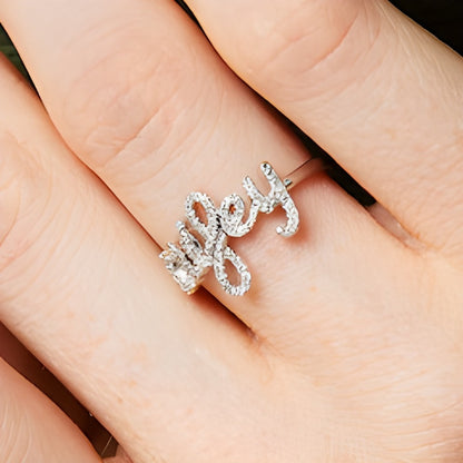 Love Talks 0.17 CT. TW Diamond "wifey" Cursive Script Ring in Sterling Silver