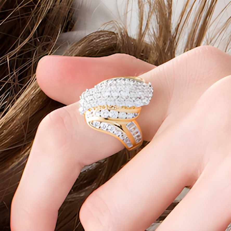 3.0 CT. TW Diamond Multi-Row Bypass Ring in 10K Gold