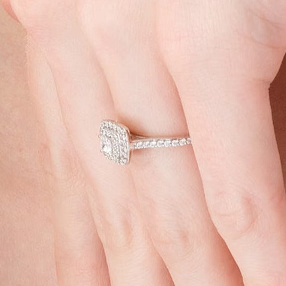 0.5 CT. TW Princess-Cut Diamond Double Frame Engagement Ring in 10K White Gold