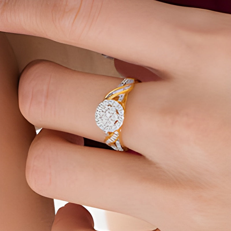 0.5 CT. TW Composite Diamond Frame Ribbon Crossover Ring in 10K Gold