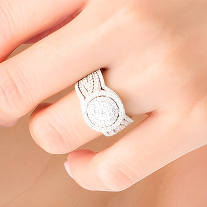 1.5 CT. TW Composite Diamond Double Frame Multi-Row Three Piece Bridal Set in 10K White Gold