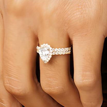1.75 CT. TW Pear-Shaped Lab-Grown Diamond Frame Bridal Set in 14K Gold (I/SI2)