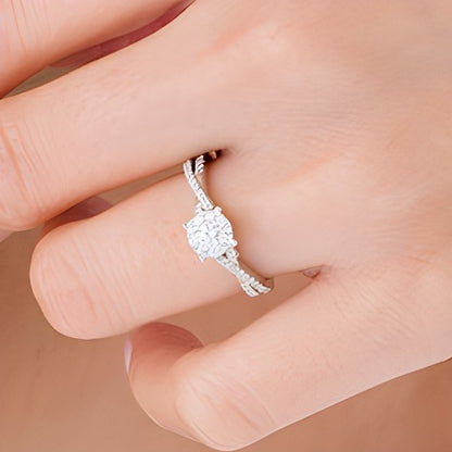 0.5 CT. TW Diamond Frame Crossover Shank Engagement Ring in 10K White Gold