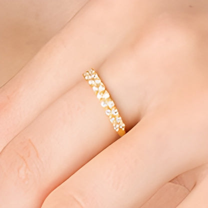 0.25 CT. TW Diamond Marquise-Shaped Double Row Stackable Band in 10K Gold