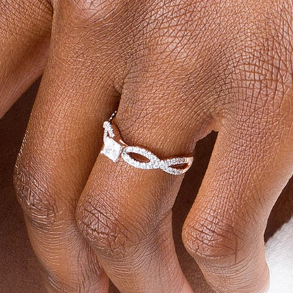 0.5 CT. TW Princess-Cut Diamond Infinity Twist Shank Engagement Ring in 10K Rose Gold