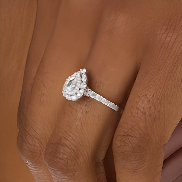 0.75 CT. TW Pear-Shaped Diamond Double Frame Engagement Ring in 14K White Gold