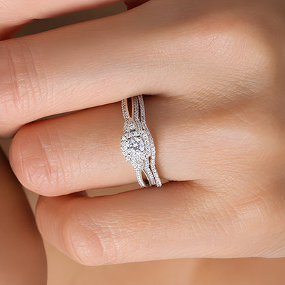 0.5 CT. TW Diamond Square Frame Vintage-Style Bridal Set in 10K White Gold