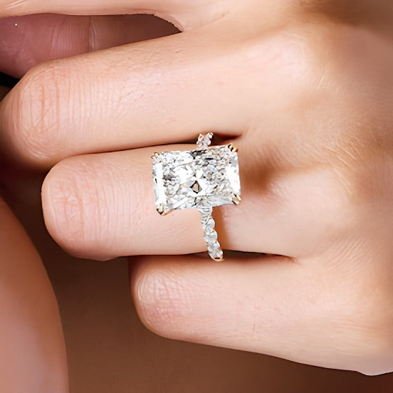 8.63 CT. TW Radiant-Cut Lab-Grown Diamond Hidden Frame Engagement Ring in 14K Gold (F/VS2)