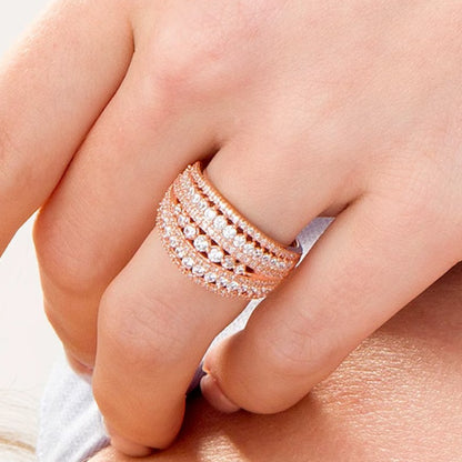 1.25 CT. TW Diamond Multi-Row Ring in 10K Rose Gold