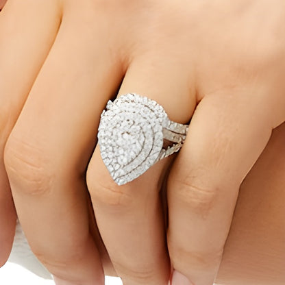 2.0 CT. TW Pear-Shaped Multi-Diamond Double Frame Split Shank Bridal Set in 14K White Gold