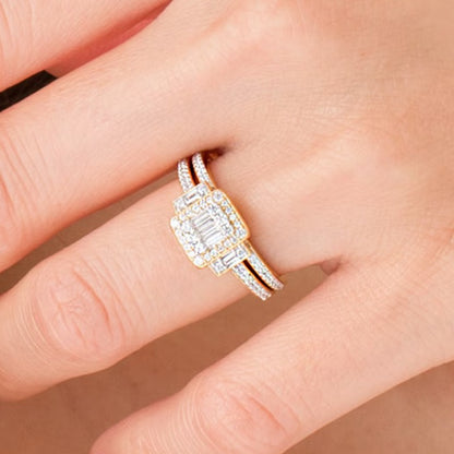 0.5 CT. TW Composite Diamond Frame Collar Bridal Set in 10K Gold