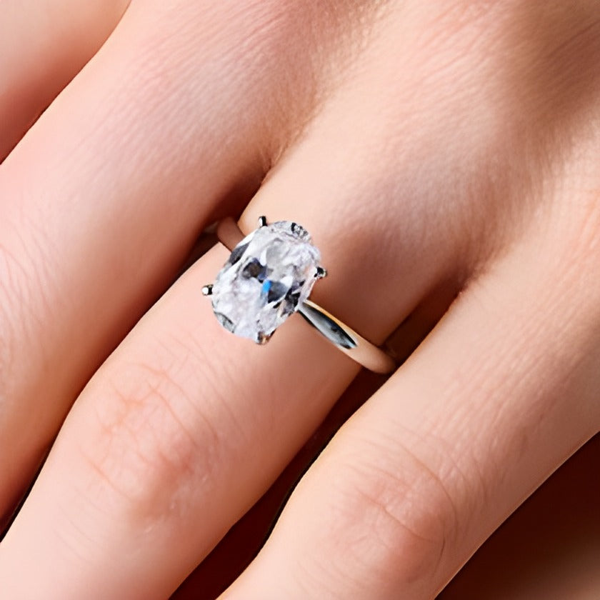 3.0 CT. Oval Lab-Grown Diamond Solitaire Engagement Ring in 14K White Gold (F/VS2)