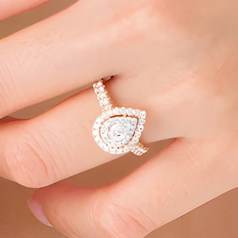 1.0 CT. TW Pear-Shaped Diamond Double Frame Engagement Ring in 14K Rose Gold