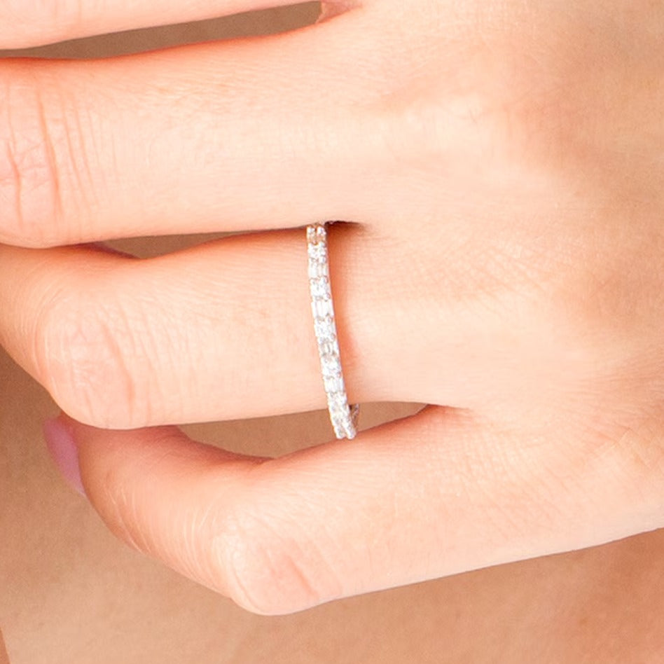 0.5 CT. TW Baguette and Round Diamond Eternity Band in 10K White Gold