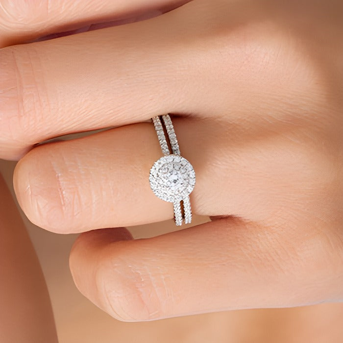0.5 CT. TW Diamond Double Frame Bridal Set in 14K White Gold