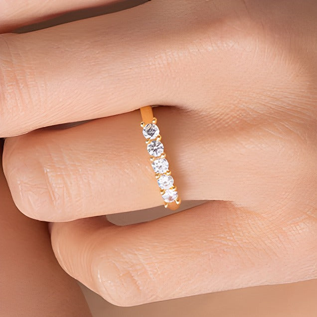 0.5 CT. TW Diamond Five Stone Anniversary Band in 10K Gold