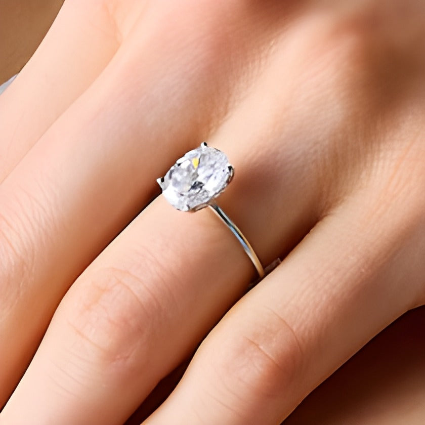 2.75 CT. TW Oval Lab-Grown Diamond Solitaire Hidden Halo Engagement Ring in 14K White Gold (F/VS2)