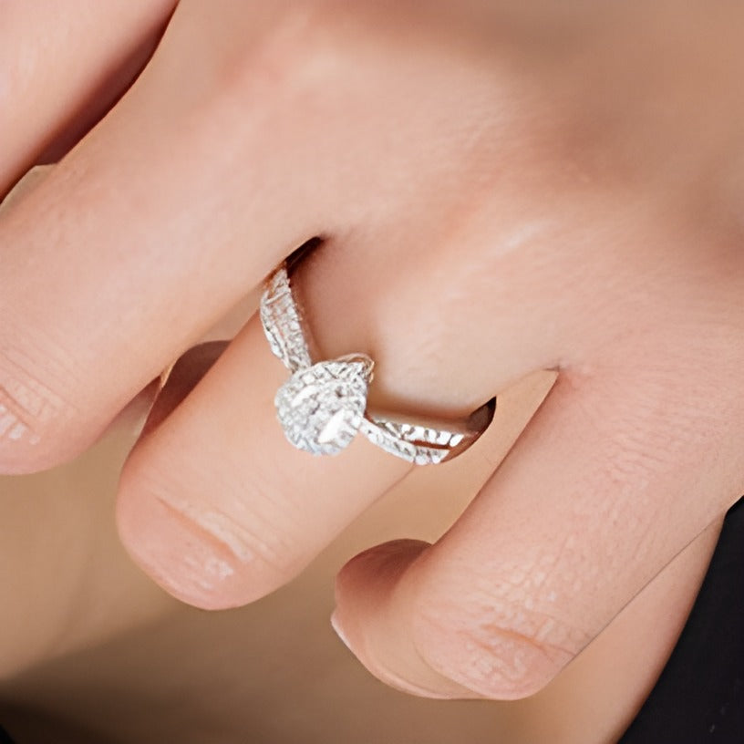 0.33 CT. TW Diamond Pear-Shaped Frame Vintage-Style Engagement Ring in 14K White Gold