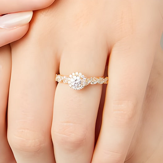 0.75 CT. TW Diamond Frame Twist Shank Engagement Ring in 14K Gold