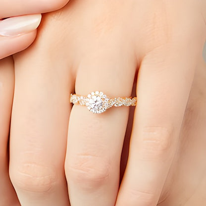 0.75 CT. TW Diamond Frame Twist Shank Engagement Ring in 14K Gold