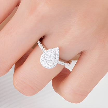 0.75 CT. TW Composite Diamond Pear-Shaped Frame Engagement Ring in 10K White Gold