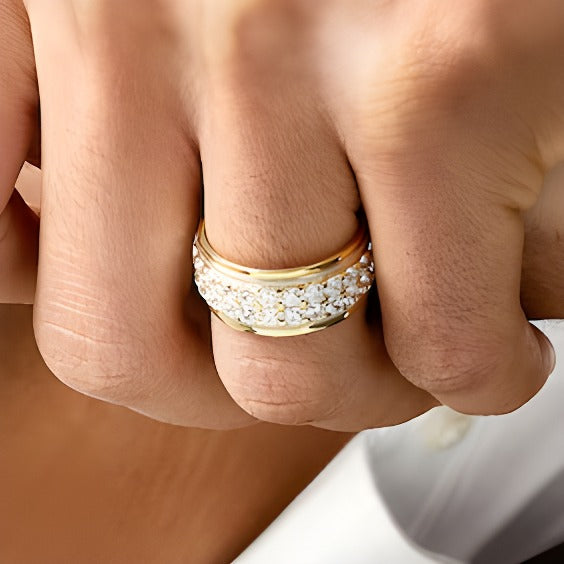 2.0 CT. TW Diamond Double Row Vintage-Style Wedding Band in 10K Gold