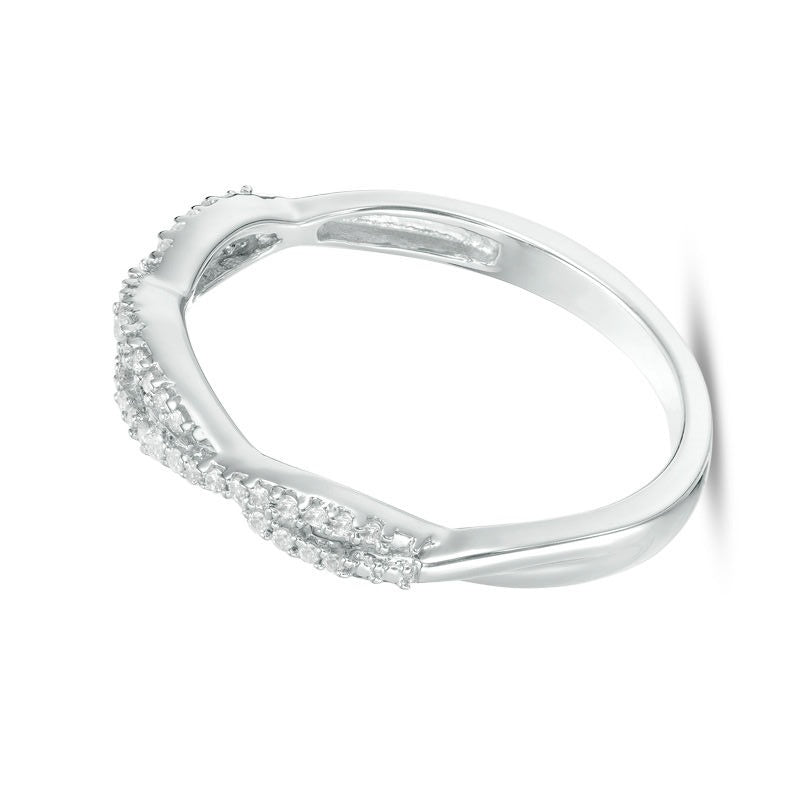 0.13 CT. TW Diamond Twist Stackable Band in 10K White Gold