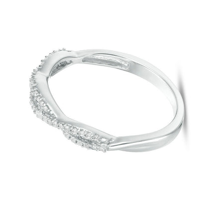 0.13 CT. TW Diamond Twist Stackable Band in 10K White Gold