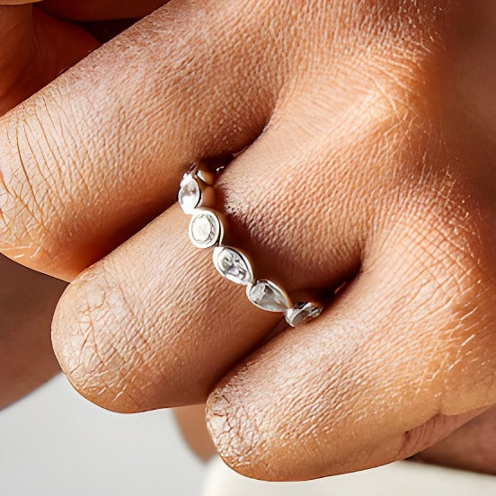 1.25 CT. TW Multi-Shaped Lab-Grown Diamond Bezel-Set Anniversary Band in 14K White Gold (F/VS2)