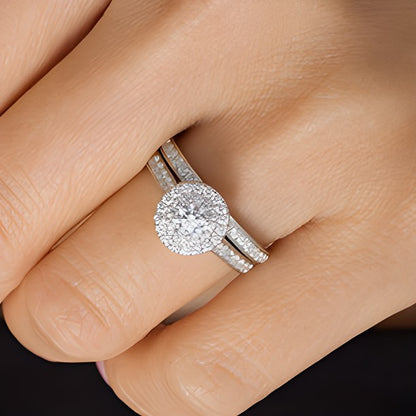 1.0 CT. TW Diamond Double Frame Bridal Set in 10K White Gold
