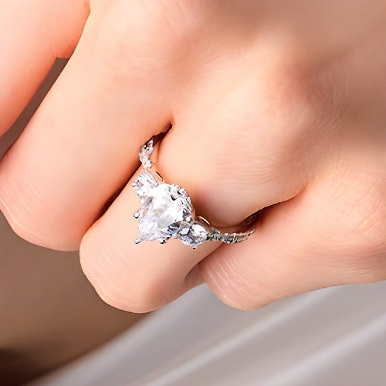 2.75 CT. TW Pear-Shaped Lab-Grown Diamond Three Stone Engagement Ring in 14K White Gold (F/SI2)