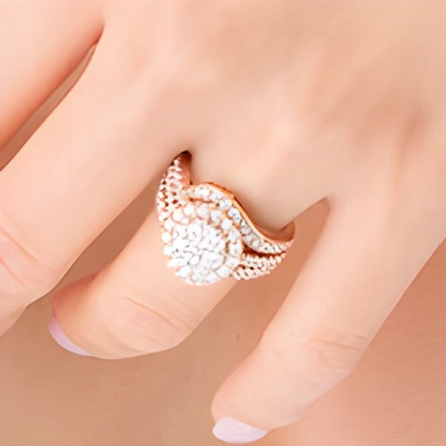 2.0 CT. TW Composite Diamond Bypass Multi-Row Split Shank Engagement Ring in 10K Rose Gold
