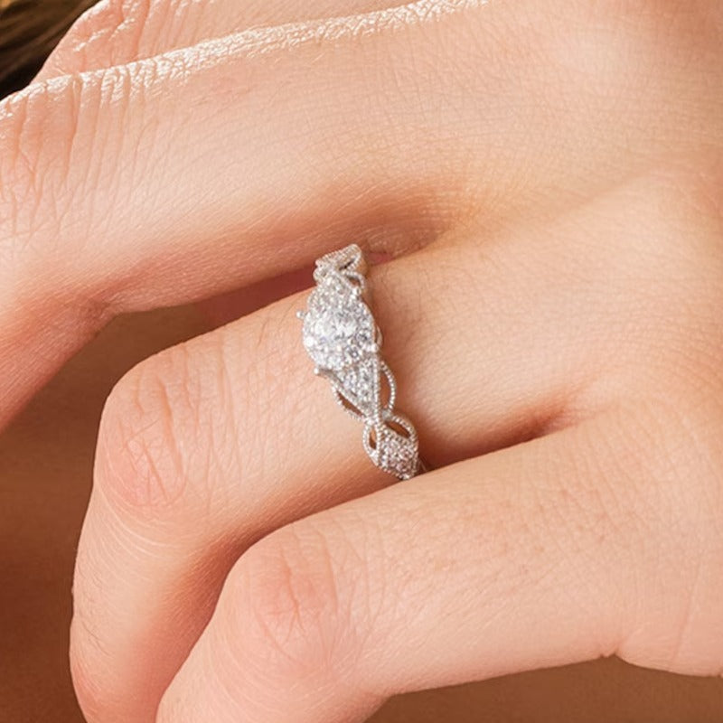 0.33 CT. TW Diamond Butterfly-Sides Vintage-Style Filigree Engagement Ring in 10K White Gold