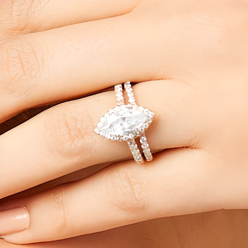 2.25 CT. TW Marquise-Cut Lab-Grown Diamond Frame Bridal Set in 14K Rose Gold (I/SI2)