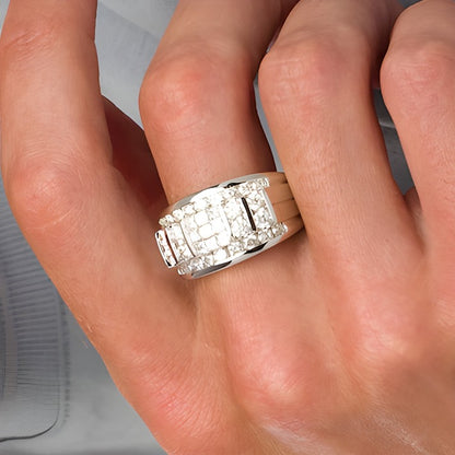 3.0 CT. TW Square-Shaped Multi-Diamond Channel and Vertical Row Band in 10K White Gold