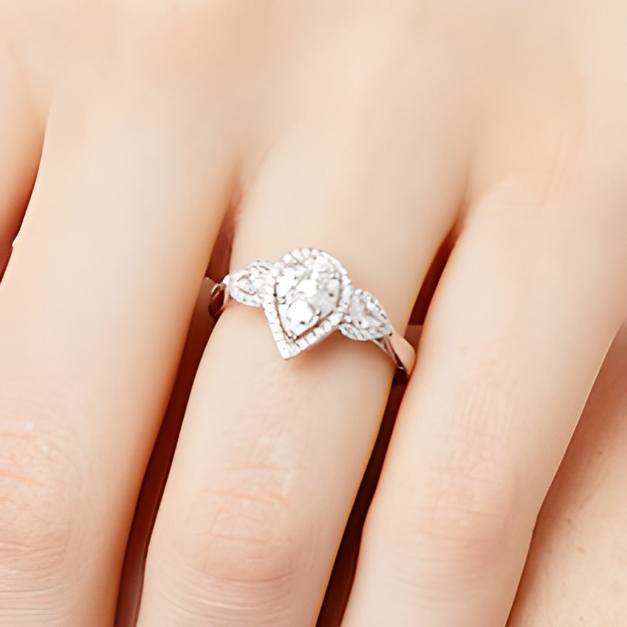 0.75 CT. TW Multi-Diamond Pear Composite Framed Engagement Ring in 10K White Gold